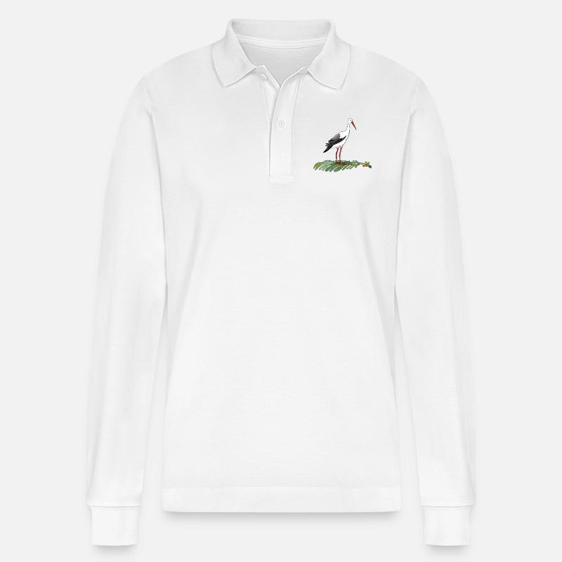 Storchenvogel - Stanley/Stella Unisex Bio-Langarm-Poloshirt Prepster - Weiß
