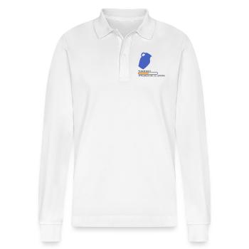 Bembel Loading please wait - Stanley/Stella Unisex Bio-Langarm-Poloshirt Prepster - Weiß - Vorne - Anna (173cm) & Nico (186cm)