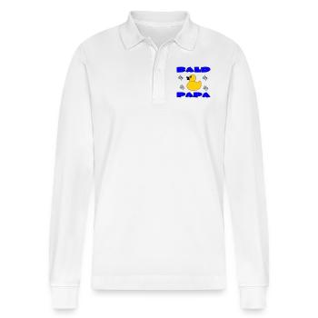 BALD PAPA - Stanley/Stella Organic Unisex Long-Sleeved Polo Shirt Prepster - white - Front - Anna (173cm) & Nico (186cm)