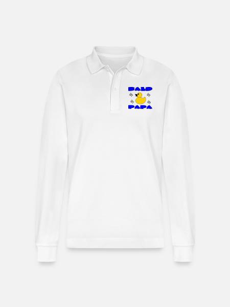 BALD PAPA - Stanley/Stella Organic Unisex Long-Sleeved Polo Shirt Prepster - white
