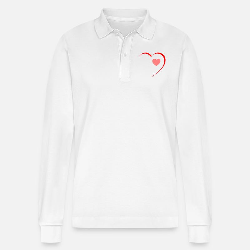 Habe ein großes Herz - Stanley/Stella Unisex Bio-Langarm-Poloshirt Prepster - Weiß