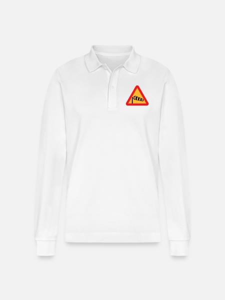 Wind Sock Symbol - Stanley/Stella Organic Unisex Long-Sleeved Polo Shirt Prepster - white
