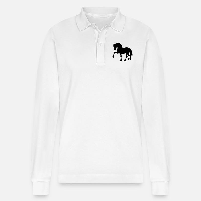 Friesenpferd - Stanley/Stella Unisex Bio-Langarm-Poloshirt Prepster - Weiß