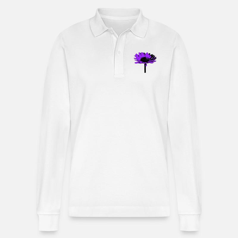 Blume - Stanley/Stella Unisex Bio-Langarm-Poloshirt Prepster - Weiß