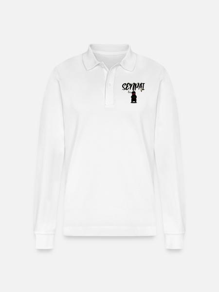 senpai - Stanley/Stella Organic Unisex Long-Sleeved Polo Shirt Prepster - white