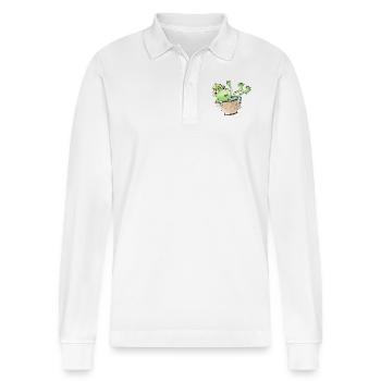 Grenouille grenouille roi couronne coupe de la couronne vert - Polo à manches longues bio PREPSTER Stanley/Stella Unisexe - blanc - Devant - Anna (173cm) & Nico (186cm)