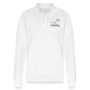 it's my birthday - Stanley/Stella Organic Unisex Long-Sleeved Polo Shirt Prepster - white - Front - Anna (173cm) & Nico (186cm)