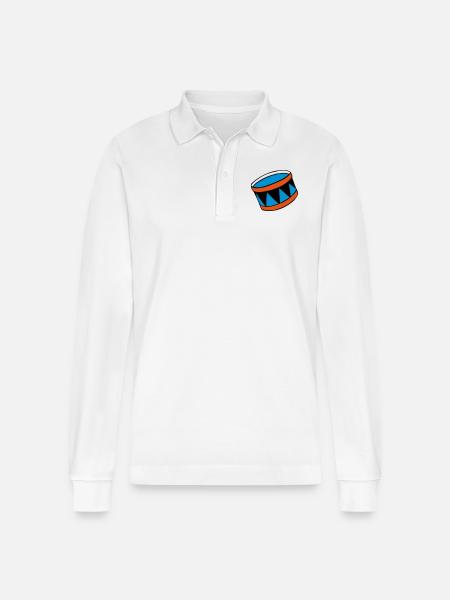 drums - Trommel - Stanley/Stella Unisex Bio-Langarm-Poloshirt Prepster - Weiß