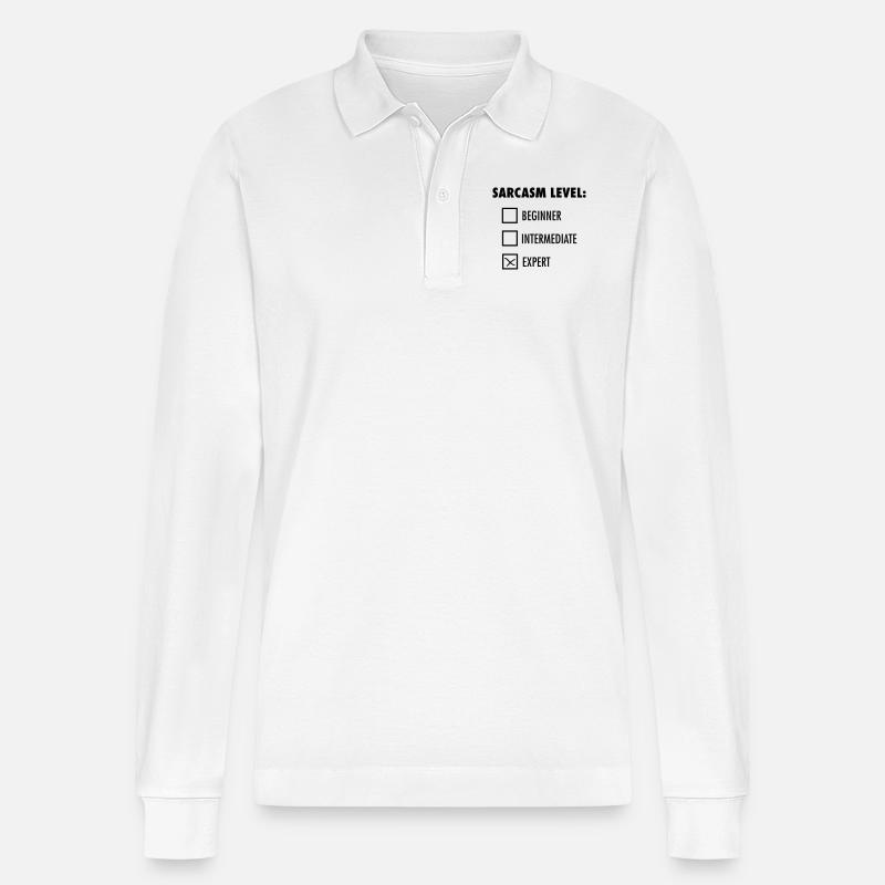 Sarcasm Level: Expert - Stanley/Stella Unisex Bio-Langarm-Poloshirt Prepster - Weiß