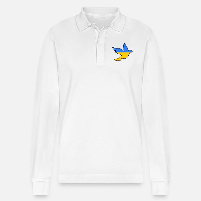 Ukraine - Stanley/Stella Unisex Bio-Langarm-Poloshirt Prepster - Weiß