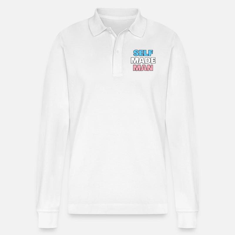 Selfmademan - Stanley/Stella Unisex Bio-Langarm-Poloshirt Prepster - Weiß
