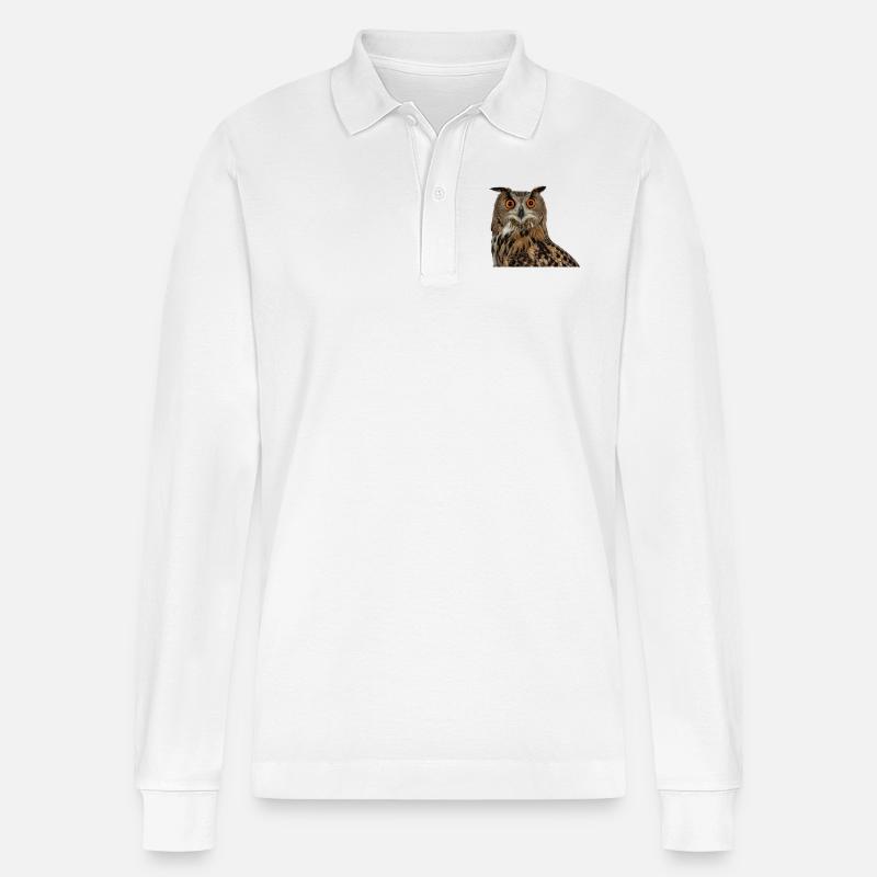 Eule - Stanley/Stella Unisex Bio-Langarm-Poloshirt Prepster - Weiß