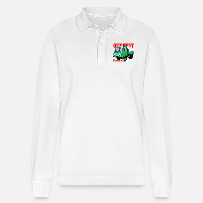 Multicar M25 bunt - Stanley/Stella Unisex Bio-Langarm-Poloshirt Prepster - Weiß