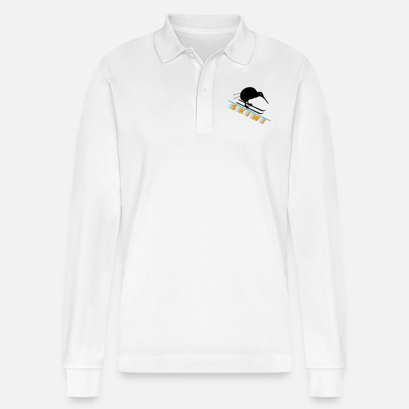 Neuseeland Skiwi hell 01 - Stanley/Stella Unisex Bio-Langarm-Poloshirt Prepster - Weiß