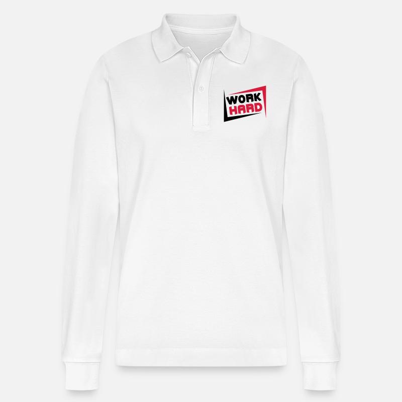 Work Hard - Stanley/Stella Unisex Bio-Langarm-Poloshirt Prepster - Weiß