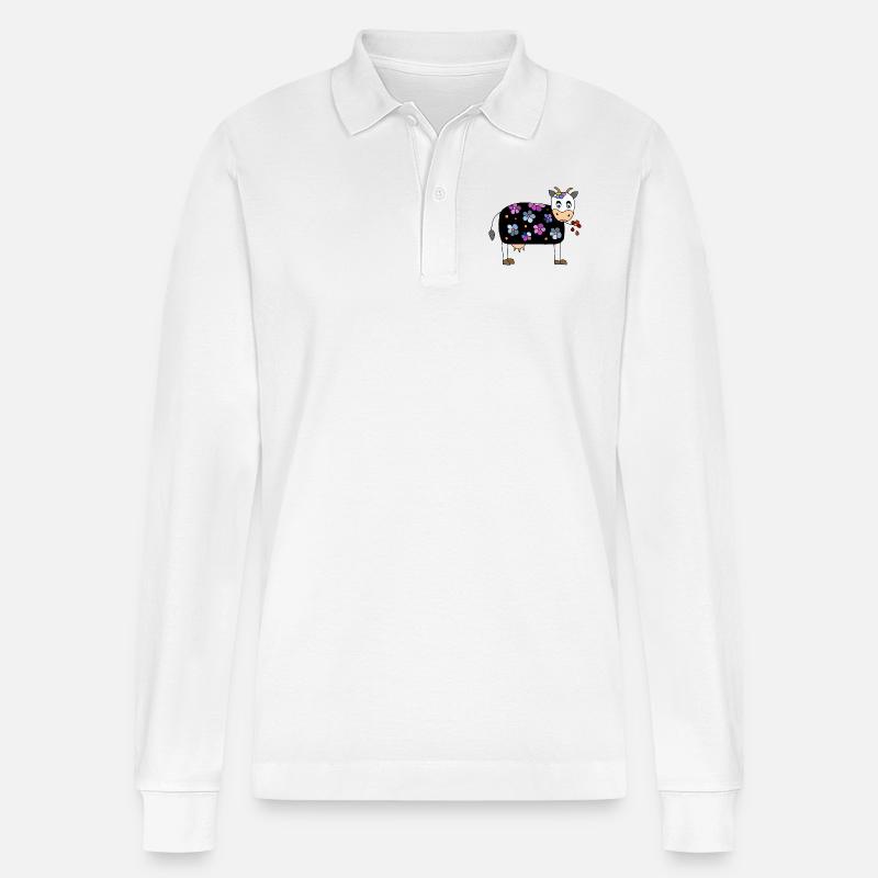 Kuh - Stanley/Stella Unisex Bio-Langarm-Poloshirt Prepster - Weiß
