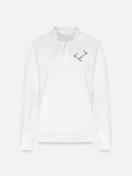 zigarette5 - Stanley/Stella Unisex Bio-Langarm-Poloshirt Prepster - Weiß
