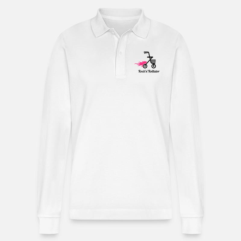Rock 'n' Rollator - Stanley/Stella Unisex Bio-Langarm-Poloshirt Prepster - Weiß