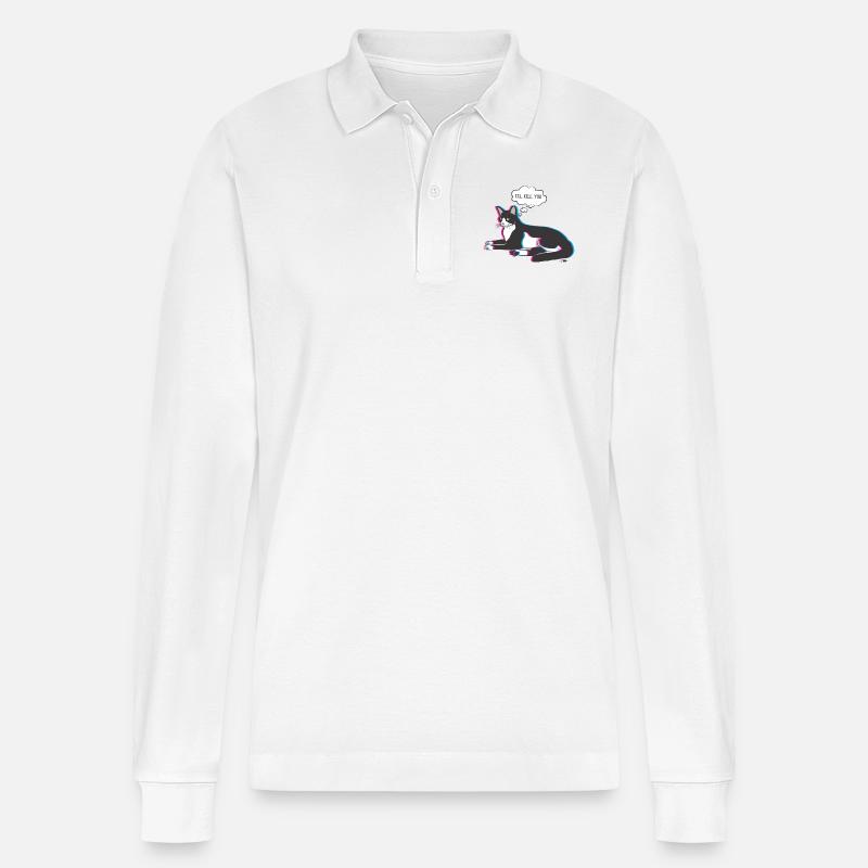 Katze ich dich töten werde - Stanley/Stella Unisex Bio-Langarm-Poloshirt Prepster - Weiß
