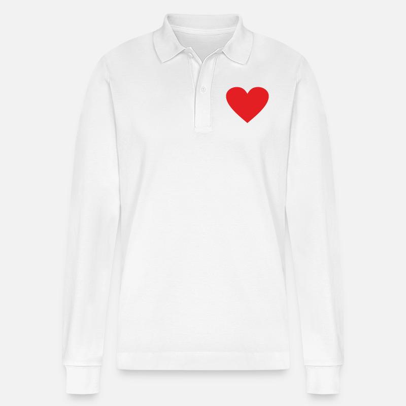 Herz - Stanley/Stella Unisex Bio-Langarm-Poloshirt Prepster - Weiß