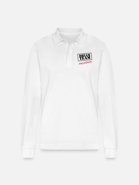 Dream Team Member - Stanley/Stella Organic Unisex Long-Sleeved Polo Shirt Prepster - white