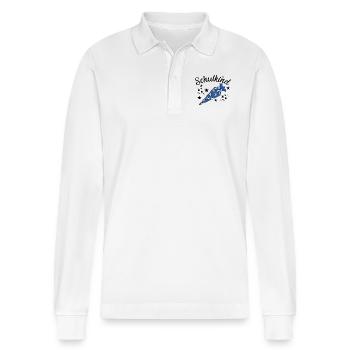 Schulkind Fußball Schulanfang - Stanley/Stella Unisex Bio-Langarm-Poloshirt Prepster - Weiß - Vorne - Anna (173cm) & Nico (186cm)
