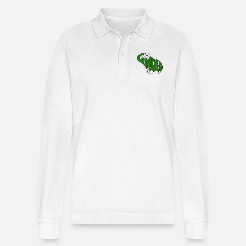Cochon d’Inde Vert - Polo à manches longues bio PREPSTER Stanley/Stella Unisexe - blanc