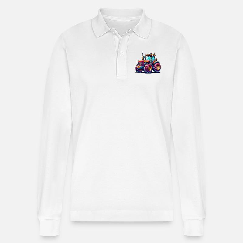 Traktor - Stanley/Stella Unisex Bio-Langarm-Poloshirt Prepster - Weiß