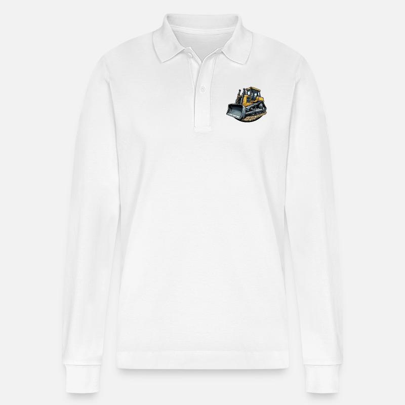 Planierraupe groß - Stanley/Stella Unisex Bio-Langarm-Poloshirt Prepster - Weiß