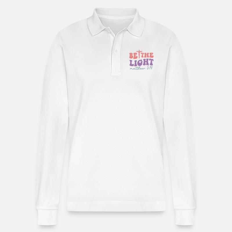 Sei das Licht - Stanley/Stella Unisex Bio-Langarm-Poloshirt Prepster - Weiß