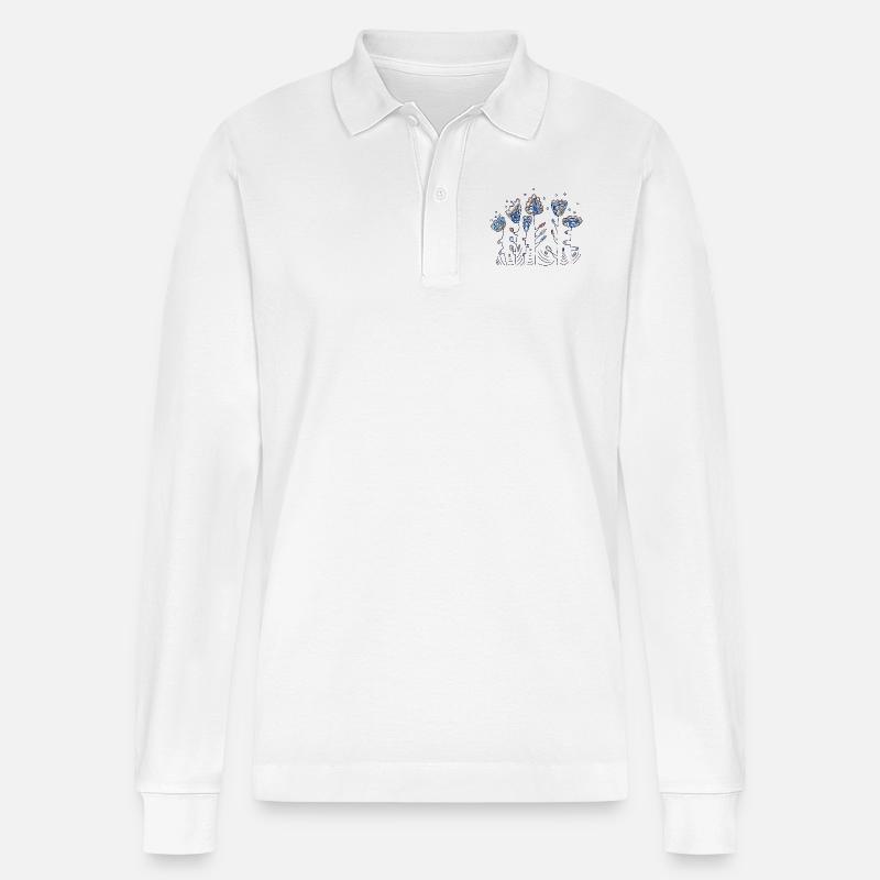 Blumen - Stanley/Stella Unisex Bio-Langarm-Poloshirt Prepster - Weiß