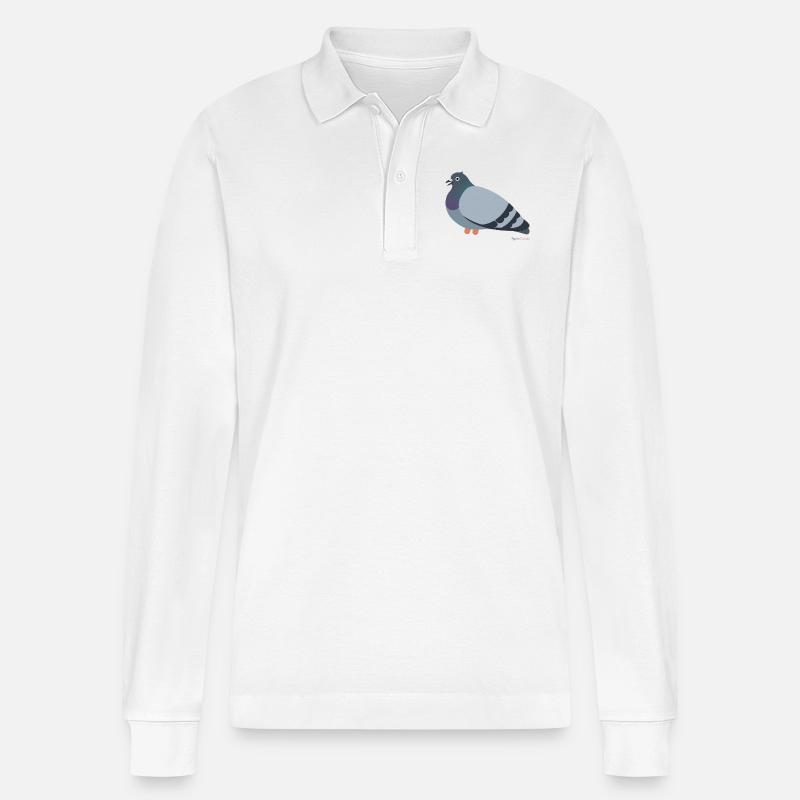 Tauben Vogel - Stanley/Stella Unisex Bio-Langarm-Poloshirt Prepster - Weiß