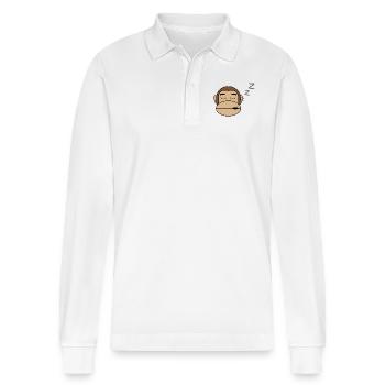 Sleepy Monkey - Stanley/Stella Organic Unisex Long-Sleeved Polo Shirt Prepster - white - Front - Anna (173cm) & Nico (186cm)