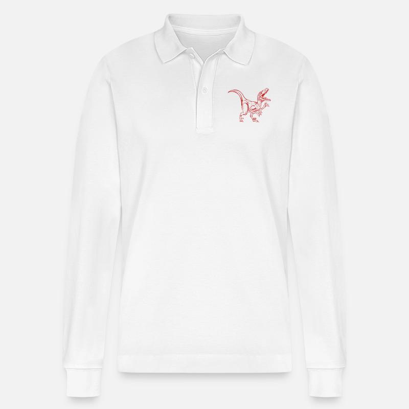 Velociraptor - Stanley/Stella Unisex Bio-Langarm-Poloshirt Prepster - Weiß