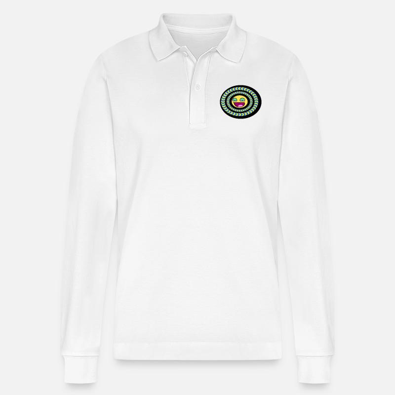 Psychedelisch 01 - Stanley/Stella Unisex Bio-Langarm-Poloshirt Prepster - Weiß