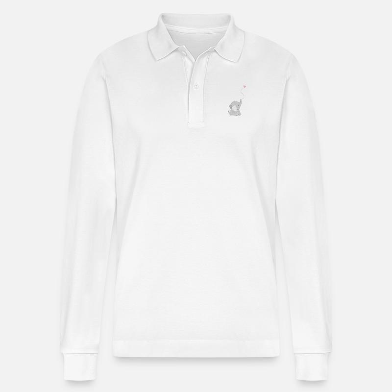 Eddi Elefant - present - present idea - Stanley/Stella Organic Unisex Long-Sleeved Polo Shirt Prepster - white