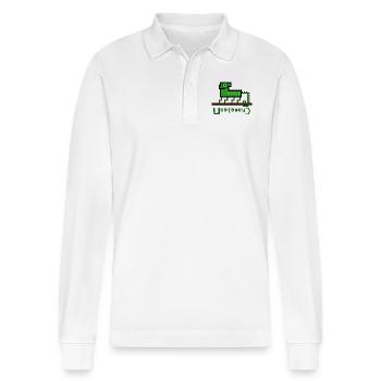 Chameleonlogo - Stanley/Stella Organic Unisex Long-Sleeved Polo Shirt Prepster - white - Front - Anna (173cm) & Nico (186cm)