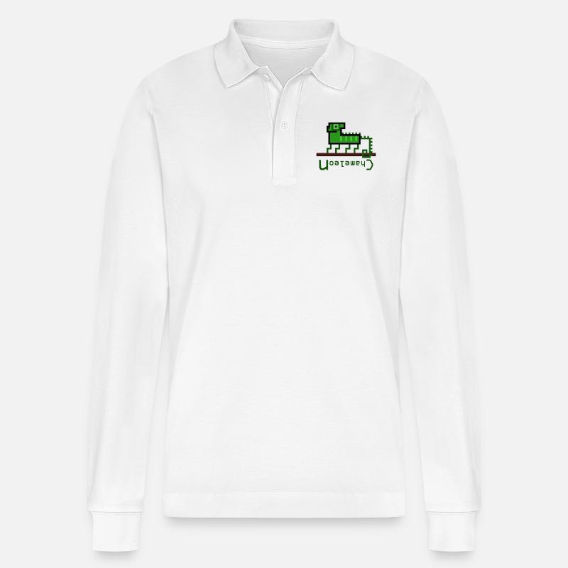 Chamäleon-Logo - Stanley/Stella Unisex Bio-Langarm-Poloshirt Prepster - Weiß