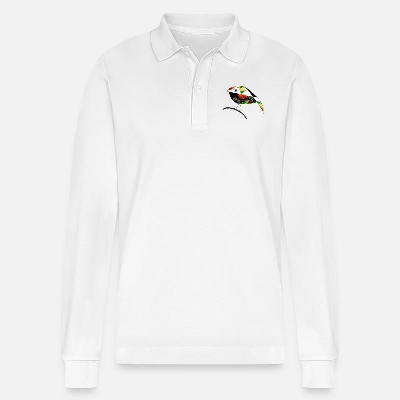 Bunter Vogel - Stanley/Stella Unisex Bio-Langarm-Poloshirt Prepster - Weiß