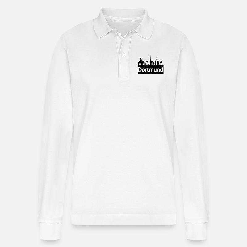 Skyline Dortmund - Stanley/Stella Unisex Bio-Langarm-Poloshirt Prepster - Weiß