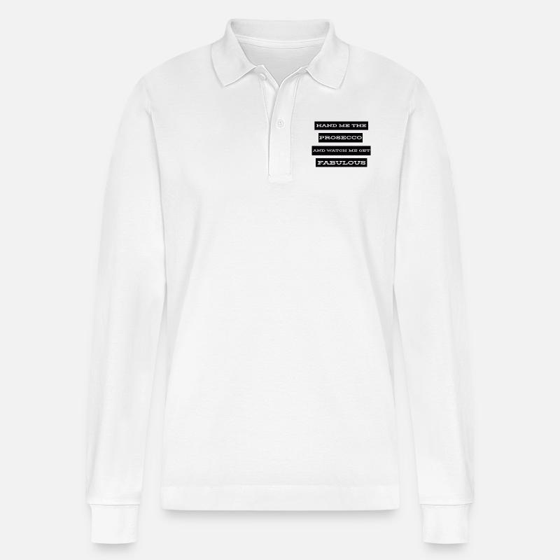 Hand Me The Prosecco - Stanley/Stella Unisex Bio-Langarm-Poloshirt Prepster - Weiß
