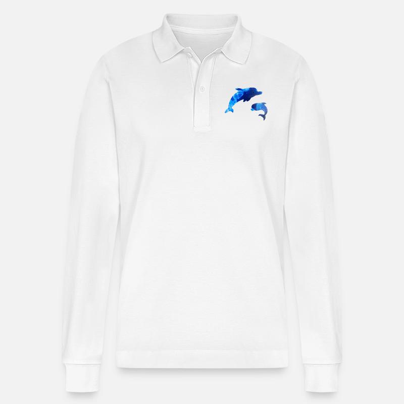 Delfin - Stanley/Stella Unisex Bio-Langarm-Poloshirt Prepster - Weiß