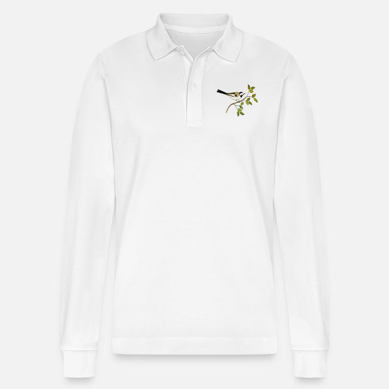 Bunter Vogel - Stanley/Stella Unisex Bio-Langarm-Poloshirt Prepster - Weiß