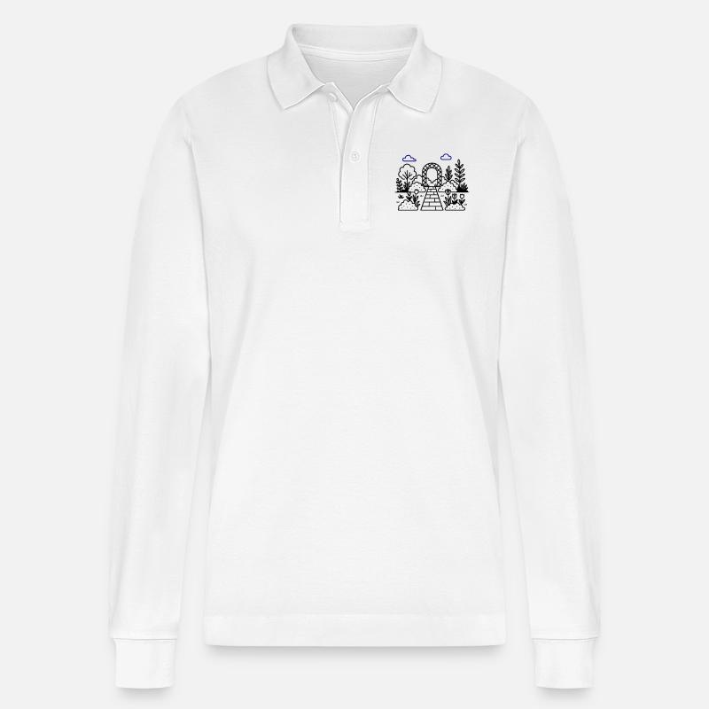 Logo de pépinière de jardin - Polo à manches longues bio PREPSTER Stanley/Stella Unisexe - blanc