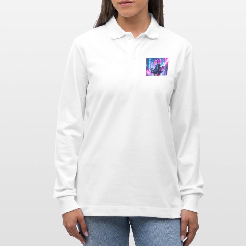 Cyber DJ Coder – Beats, Bytes & Blinks Stanley/Stella Unisex Bio-Langarm-Poloshirt Prepster