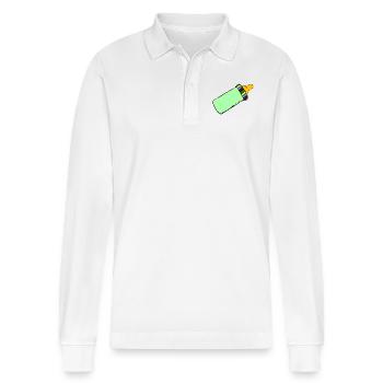 bottle - Stanley/Stella Organic Unisex Long-Sleeved Polo Shirt Prepster - white - Front - Anna (173cm) & Nico (186cm)
