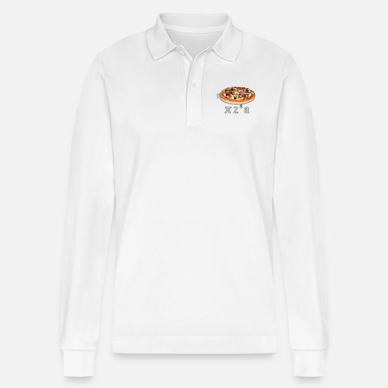 Pizza essen Geschenk Idee - Stanley/Stella Unisex Bio-Langarm-Poloshirt Prepster - Weiß