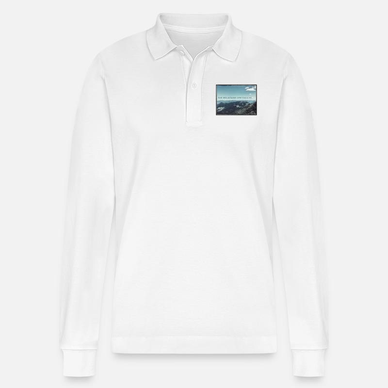 Die Berge rufen an - Stanley/Stella Unisex Bio-Langarm-Poloshirt Prepster - Weiß