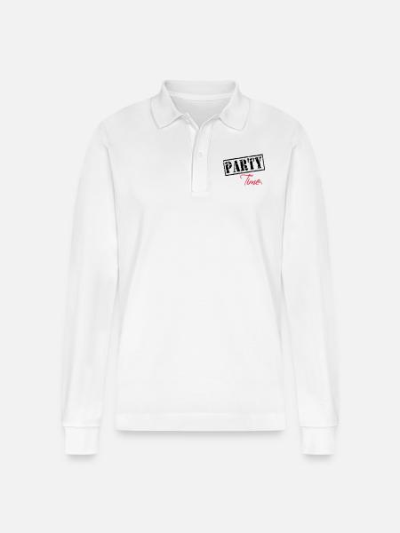 Party Time - Stanley/Stella Unisex Bio-Langarm-Poloshirt Prepster - Weiß