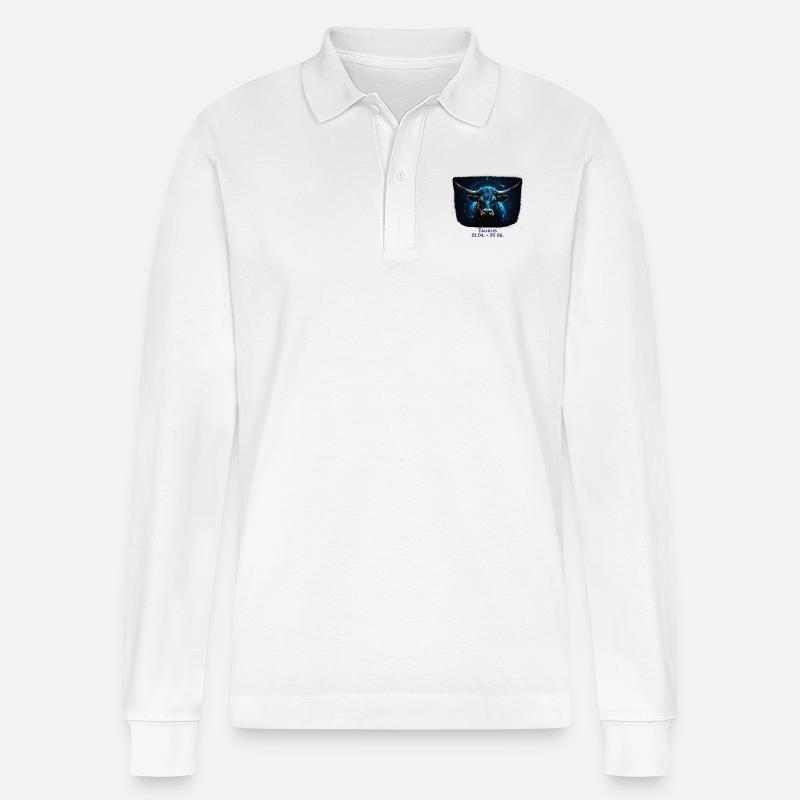 Sternzeichen Stier Datum - Stanley/Stella Unisex Bio-Langarm-Poloshirt Prepster - Weiß